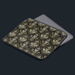 Skador i mönster laptop fodral<br><div class="desc">Den mousserande vintagens blommigt dämpar mönster över en svart bakgrund.</div>
