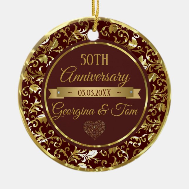 Skador och band av metall Guld Julgransprydnad Keramik (Framsidan)