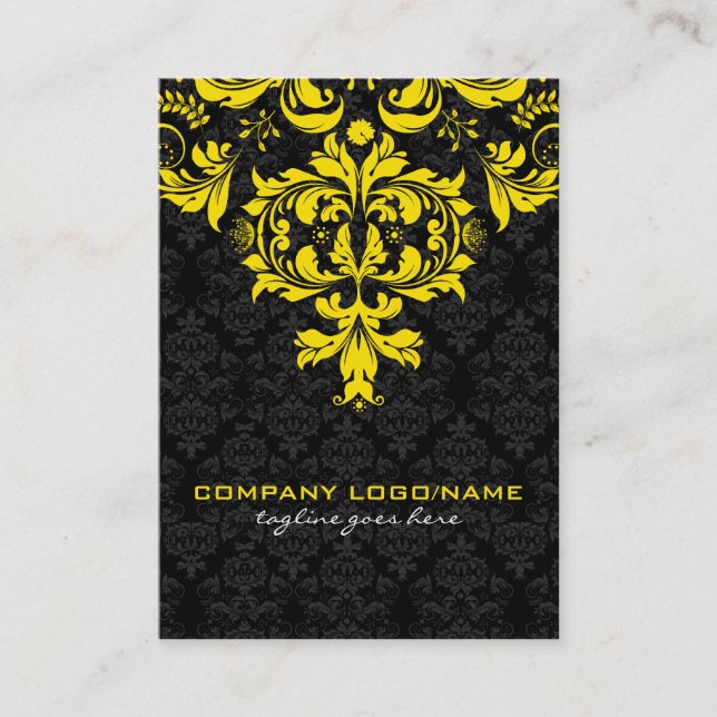 Skador på elegantens Blommigt för svart och Gult-V Visitkort (Framsida)