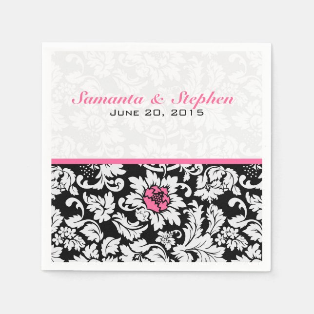 Skador på elegantens Blommigt för svart och vit Vi Pappersservett (Framsidan)