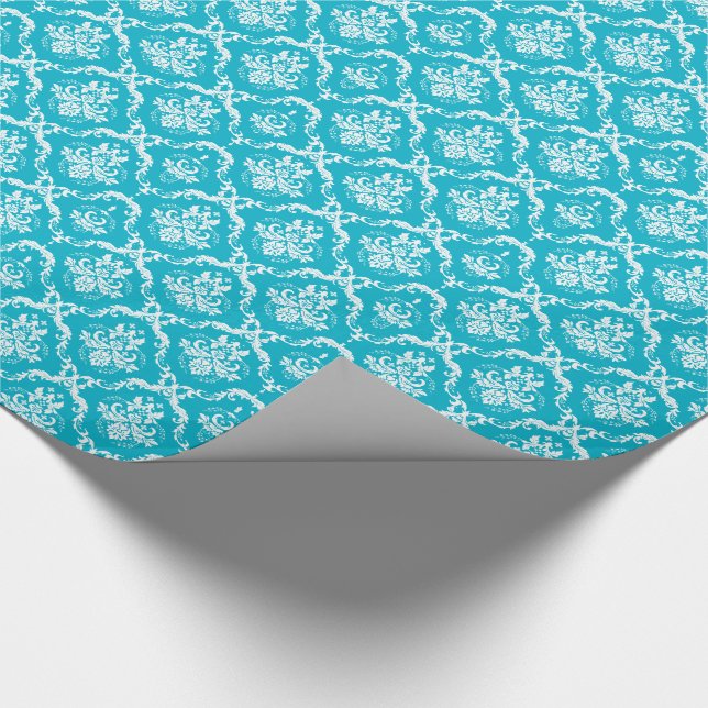 Skador på elegantens turkos- och Cream-Blommigt Presentpapper (Hörn)