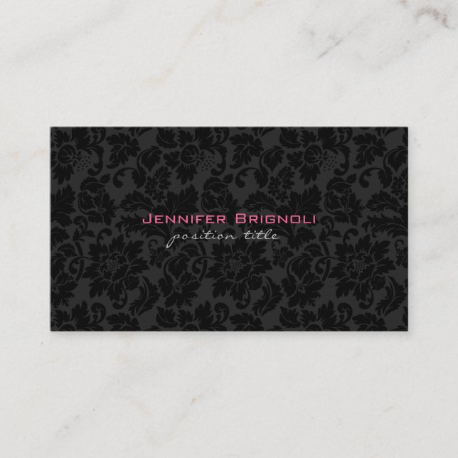 Skador på oformaterad Blommigt för svart och vit V Visitkort (Framsida)