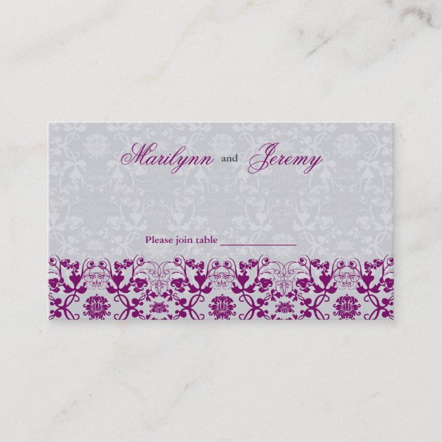 Skador Swirls Snöre Orchid Guest Place Card Placeringskort (Framsida)