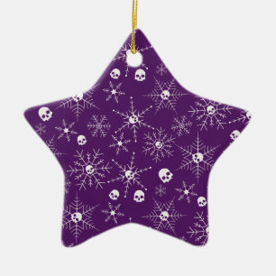 Skadskalle Creepmas-lilan Snöflingor Julgransprydnad Keramik