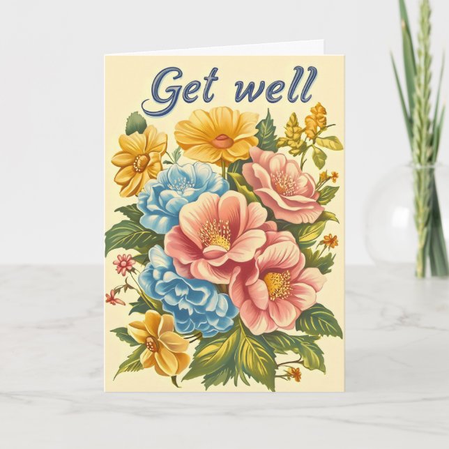 Skaffa bra Retro Flowers Helgkort (Framsida)