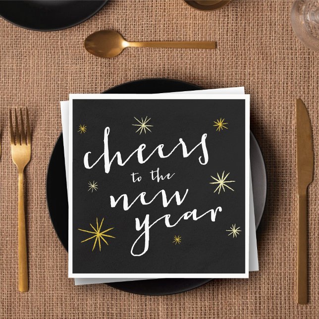 Skaffa det nya året - startar Fireworks Modern Pappersservett (Cheers To The New Year Starbursts Fireworks Modern Paper Napkins @ fat_fa_tin)