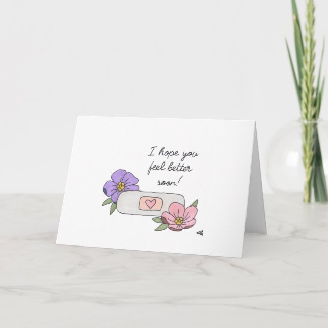 Skaffa dig med Bandaid och Flowers Card Tack Kort (Framsida)