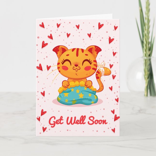Skaffa dig snart Cute Kattunge Hälsning Kort (Framsida)