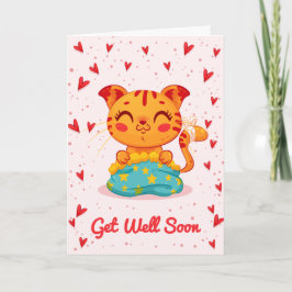 Skaffa dig snart Cute Kattunge Hälsning Kort