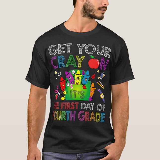 Skaffa din Crayon den första dagen i fjärde sladde T Shirt (Framsida)