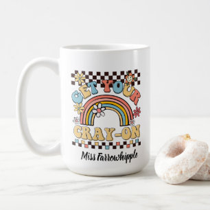Skaffa din skrynkliga regnbågslärargåva kaffemugg