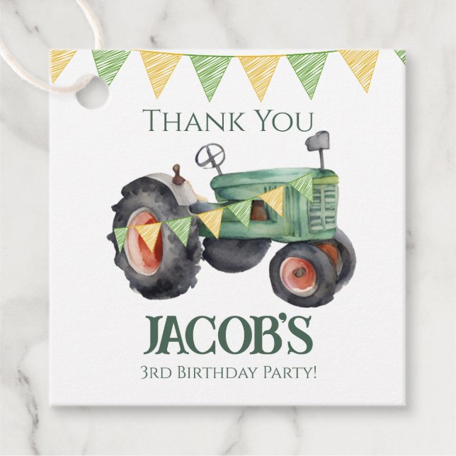 Skaffa din traktor 3:e födelsedagen gåvor etiketter (Framsida)
