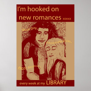 Skaffa en ny romantik - vid bibliotek poster