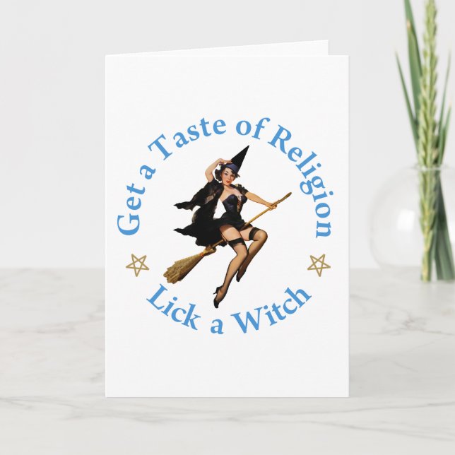 Skaffa en pasta av religionen - Slicka en häxa Kort (Framsida)