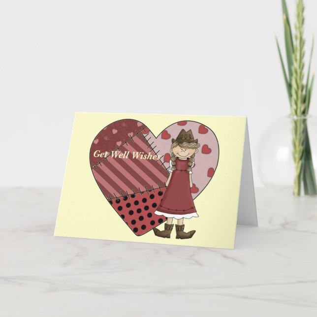 Skaffa ett bra Cowgirl Patchwork Heart Card - West Kort (Framsida)