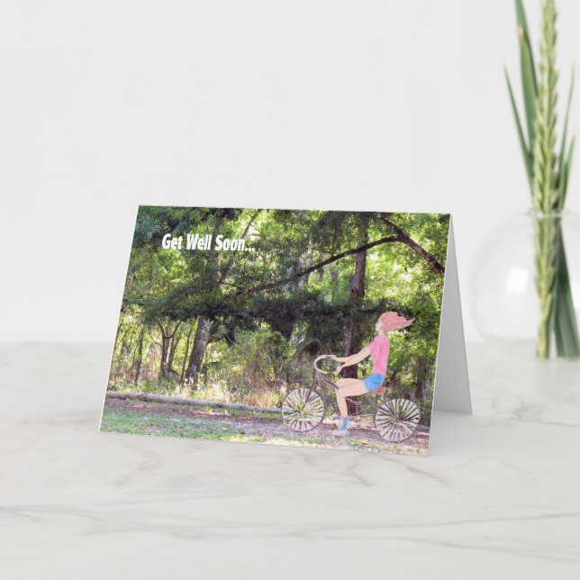 Skaffa ett kort snart, flicka, cykel och natur (Framsida)