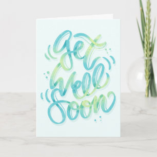Skaffa god tid på gradient Teal Calligraphy Kort