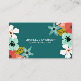 Skaffa Grönt Modern Blommigt - färgad blomning Visitkort