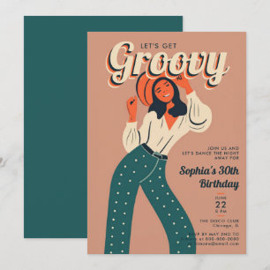 Skaffa Groovy 70-talets Dance Party Retro 30års fö Inbjudningar