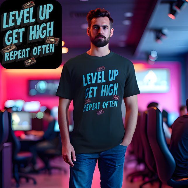 Skaffa hög upprepning ofta på en nivå - roligt Ret T Shirt (Funny Retro Gamer T-Shirt )