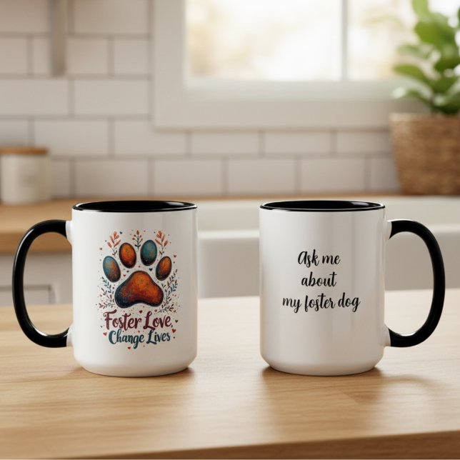 Skaffa Hund Kärlek-Change Lives Paw Print Mugg (Pet Foster Personalized Coffee Mug)