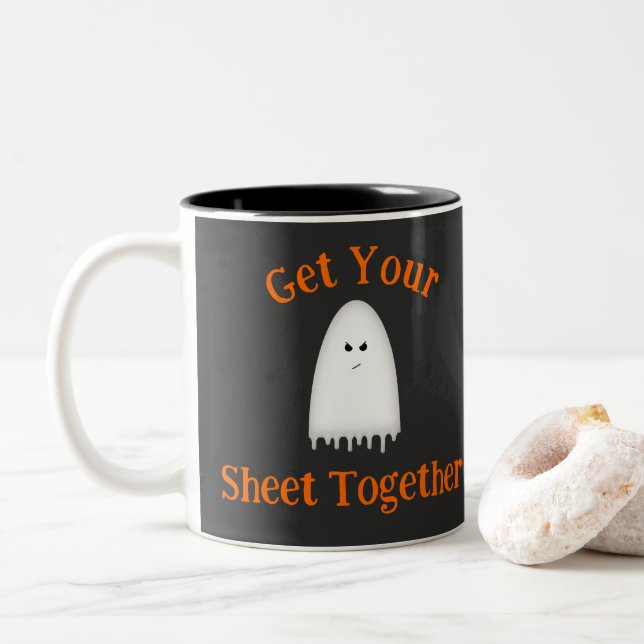 Skaffa Lakan tillsammans Halloween Ghost Två-Tonad Mugg (Med munk)