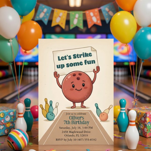 Skaffa lite kul Födelsedagsbowling för pojke 7 år Inbjudningar (Skapare uppladdad)