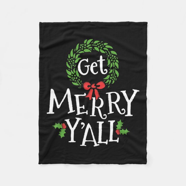 Skaffa Merry Y'all Southern Slang Texas Julafton F Fleecefilt (Framsidan)