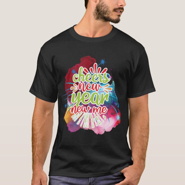 Skaffa nytt år - nytt Vibrant Fireworks T Shirt (Framsida)