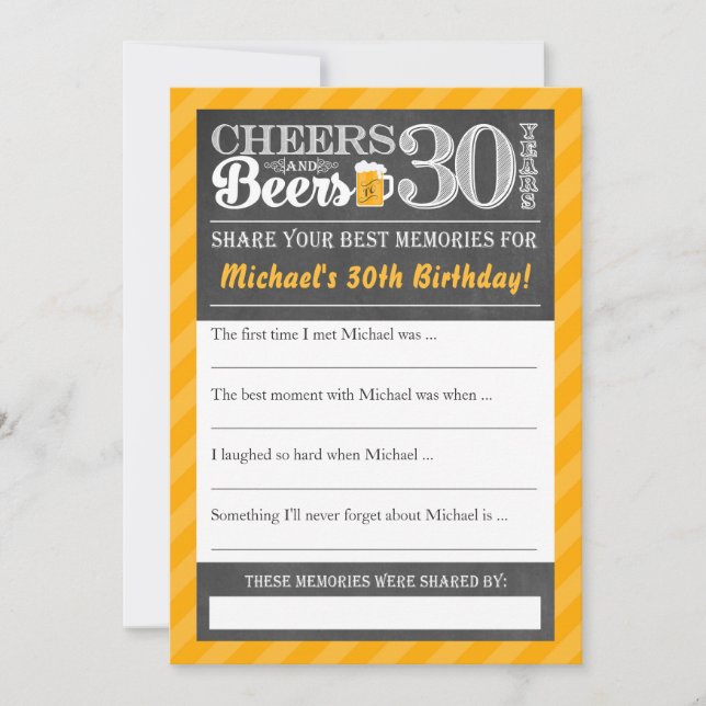 Skaffa och Öl till 30 år ・  ett minneskort Inbjudningar (Framsida)
