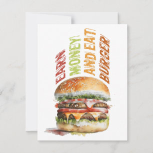 Skaffa pengar och mat Burger, humoristisk sprängni Tack Kort