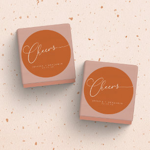 Skaffa Personligt bröllp för minimal bränd Orange Runt Klistermärke
