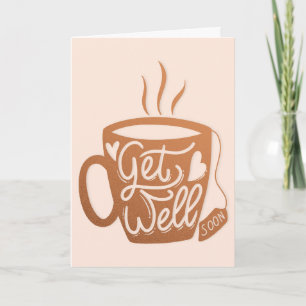 Skaffa snart kaffe Kopp med Typografi Hälsning Kort