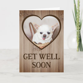 Skaffa snart söt hund chihuahua basket-hjärtvirke kort