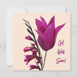 Skaffa snart söt rosa tulip-blommigt söt julkort