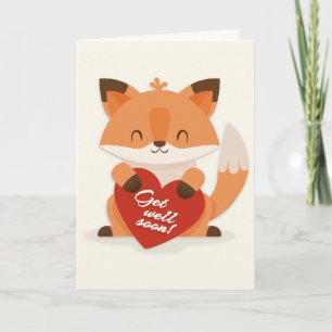 Skaffa snart Tecknad Fox Hälsning Kort