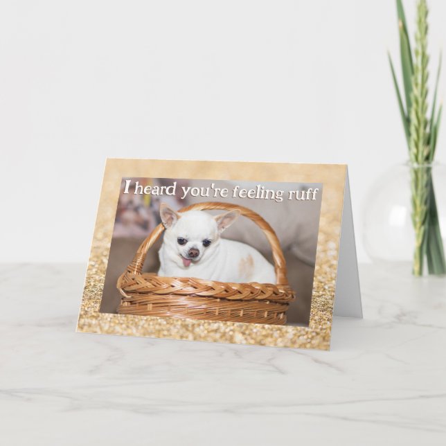 Skaffa snygga hund chihuahua guld-sparkler kort (Framsida)