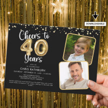 Skaffa till 40 år2 Foton Skriptbubblor Konfetti