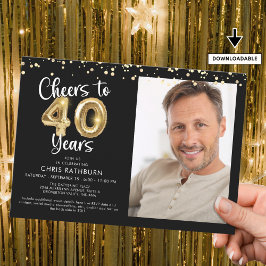 Skaffa till 40 års fotoskriptbubblor i konfetti inbjudningar
