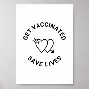Skaffa vaccinerad spara lever svarta vita hjärtan poster