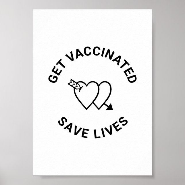 Skaffa vaccinerad spara lever svarta vita hjärtan poster (Framsidan)