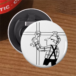 Skaffelist med byggnadsställningar. Byggarbetare Flasköppnare