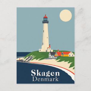 Skagen, Danmark Beach Retro Art Vykort
