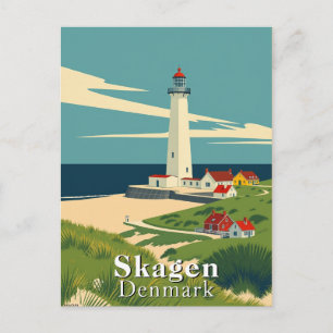 Skagen, Danmark Lighthouse Retro Art Vykort