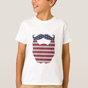 Skägg- och mustaschamerikanska flaggan t shirt