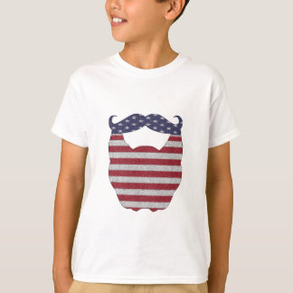 Skägg- och mustaschamerikanska flaggan t shirt