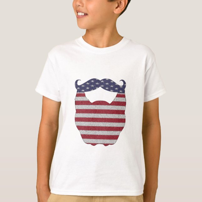 Skägg- och mustaschamerikanska flaggan t shirt (Framsida)