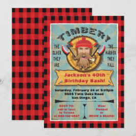 Skäggbursdagskort för Lumberjack Hipster Inbjudan