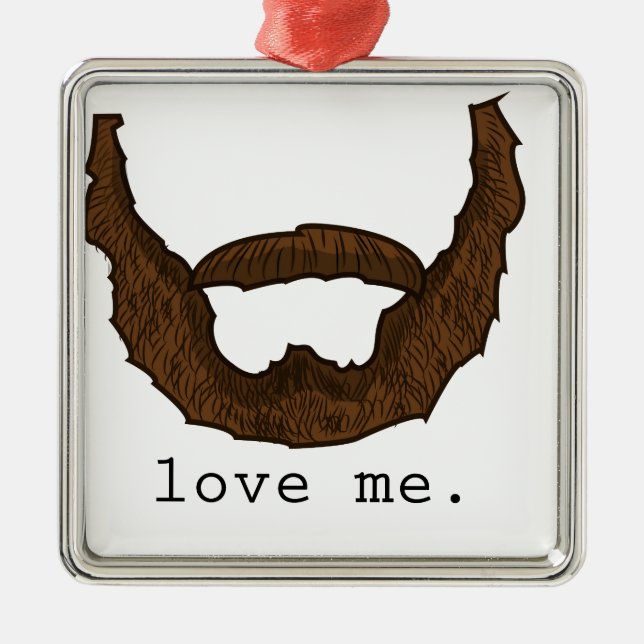 Skägget älskar mig som är grafisk julgransprydnad metall (Framsidan)