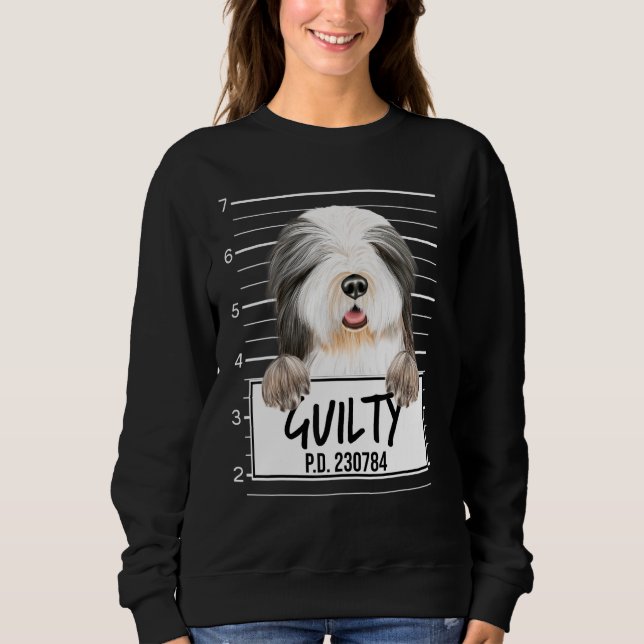 Skäggig Collie Mugshot Skyldig Hund T Shirt (Framsida)
